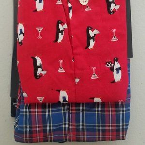 NWT CHAPS MENS 2 PACK BOXERS RED PENGUINS Small